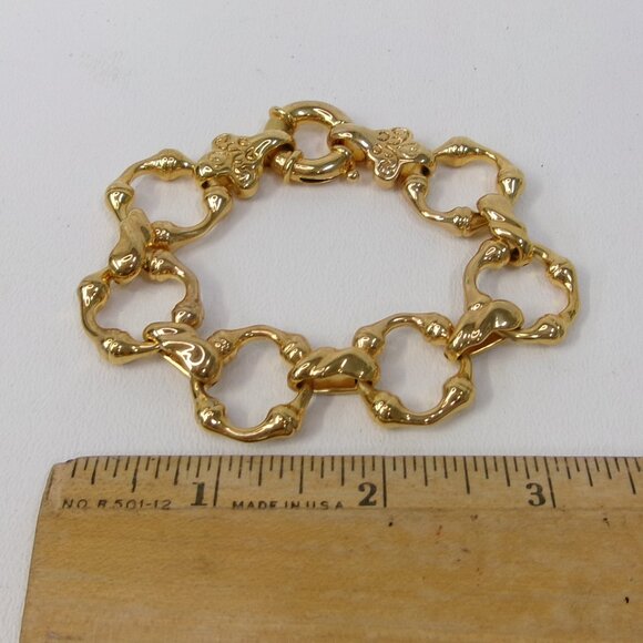 Michael Anthony Gold Vermeil Sterling Silver Bamboo Circle Link 8" Bracelet - Picture 2 of 2